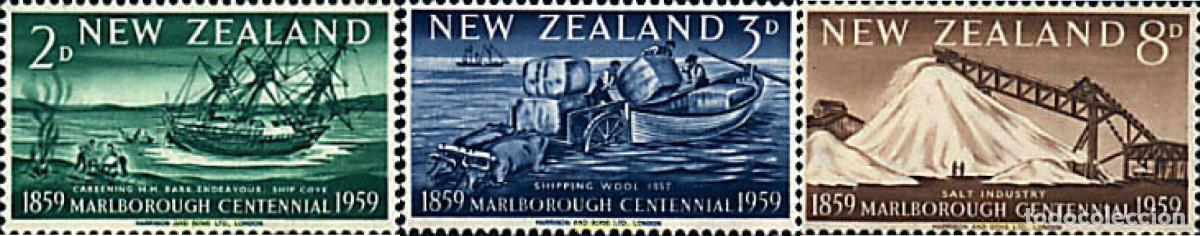Sellos: 56772 MNH NUEVA ZELANDA 1959 CENTENARIO DE LA PROVINCIA DE MARLBOROUGH