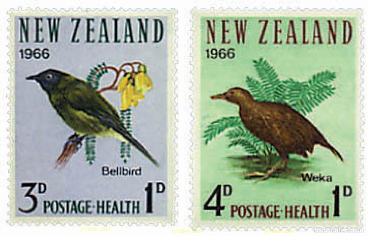 Sellos: 48593 MNH NUEVA ZELANDA 1966 PRO SANIDAD E INFANCIA. AVES