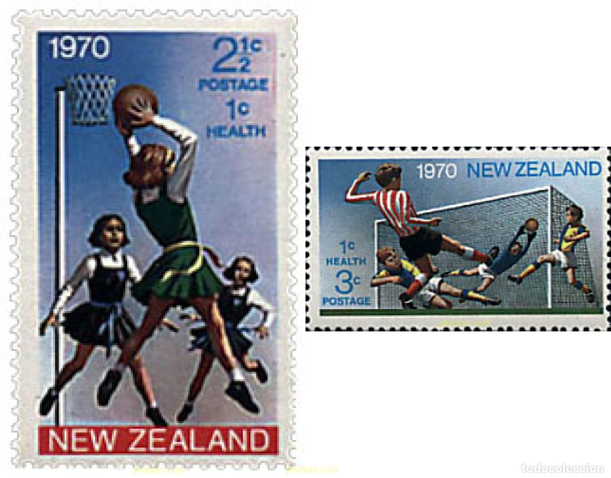 Sellos: 52903 MNH NUEVA ZELANDA 1970 BALONCESTO Y FUTBOL