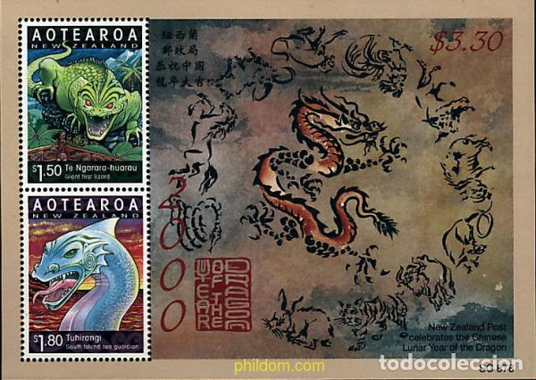 Sellos: 349443 MNH NUEVA ZELANDA 2000 A&Ntilde;O LUNAR CHINO - A&Ntilde;O DEL DRAGON