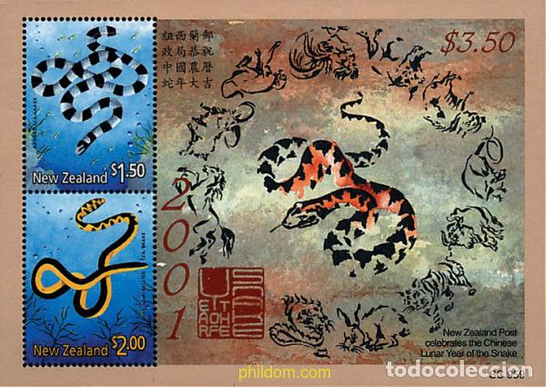 Sellos: 69321 MNH NUEVA ZELANDA 2001 A&Ntilde;O LUNAR CHINO - A&Ntilde;O DE LA SERPIENTE
