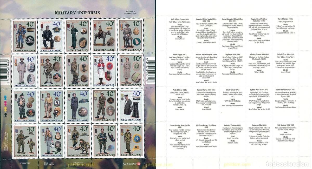 Sellos: 120167 MNH NUEVA ZELANDA 2003 UNIFORMES MILITARES