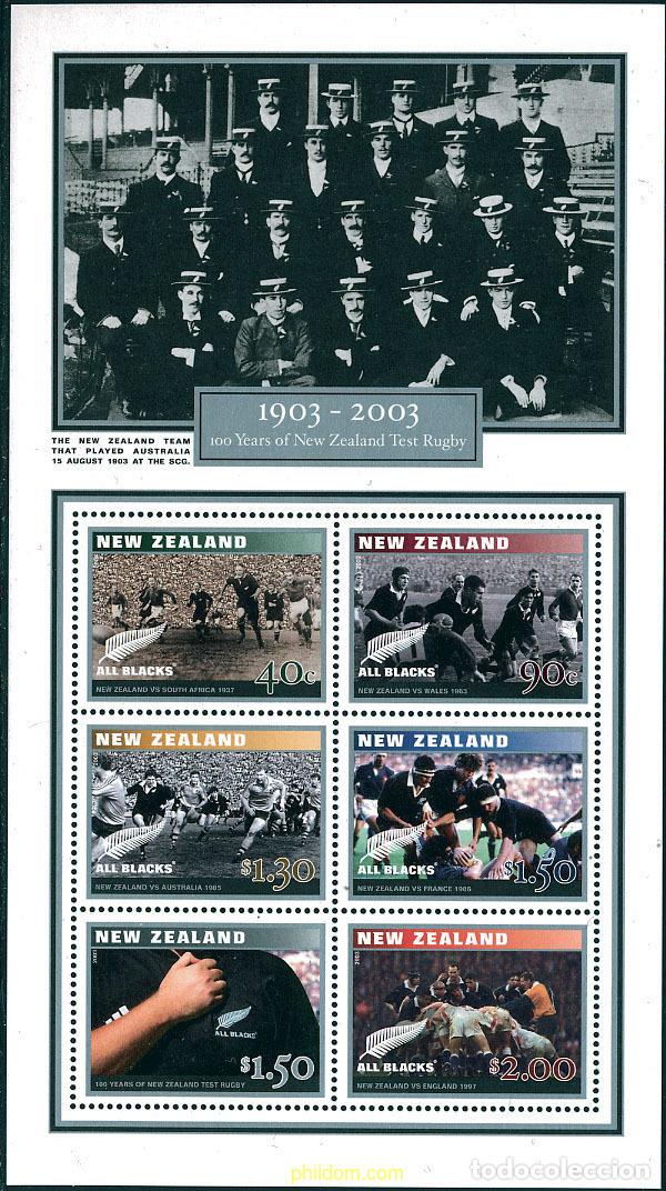 Sellos: 127427 MNH NUEVA ZELANDA 2003 CENTENARIO DEL RUGBY