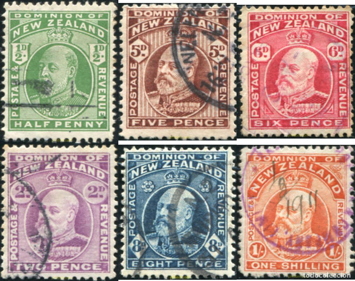 Sellos: 780967 USED NUEVA ZELANDA 1909 ALEGORIA Y EFIGIE DE EDUARDO VII