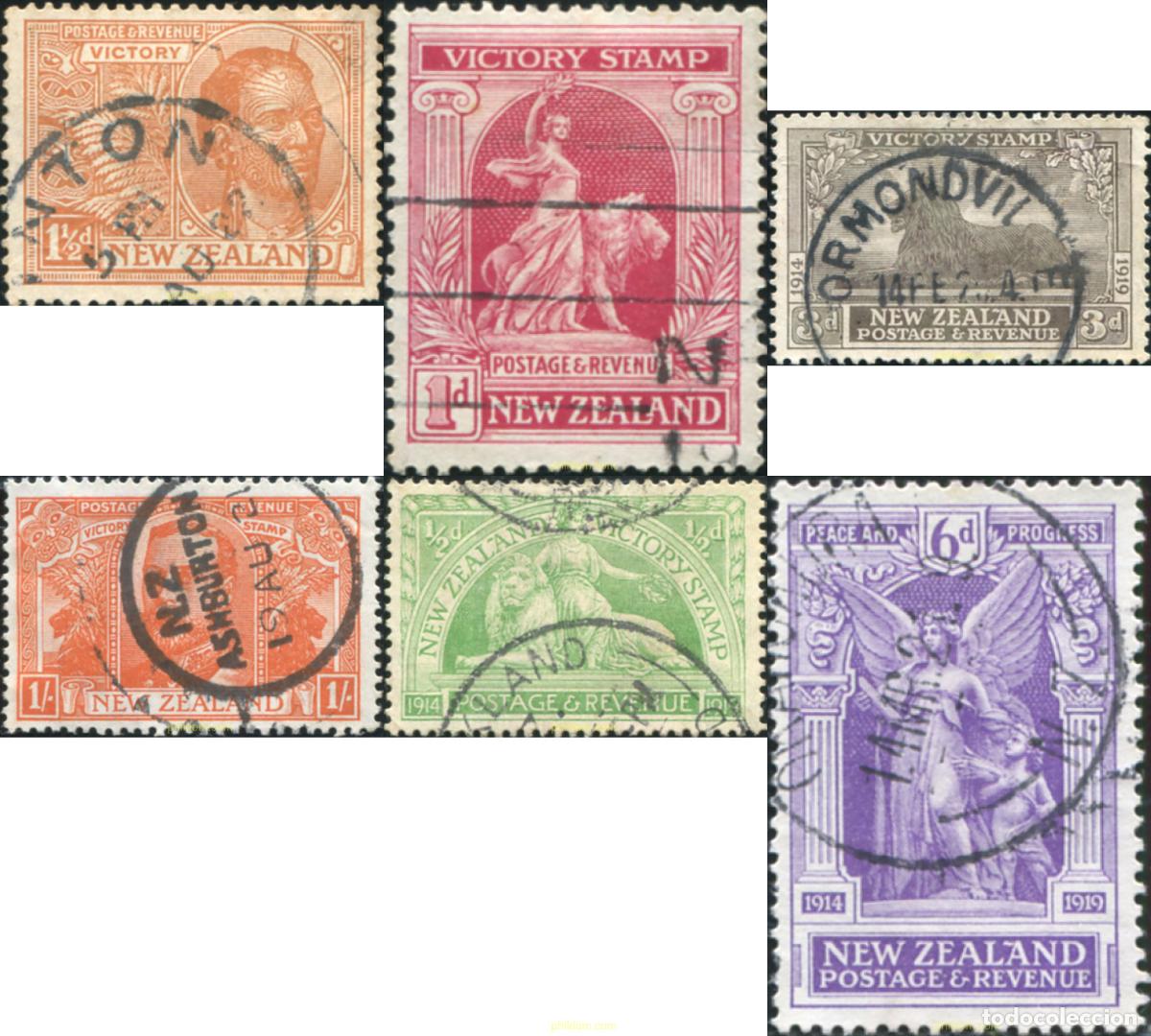 Sellos: 781139 USED NUEVA ZELANDA 1919 ANIVERSARIO DE LA VICTORIA
