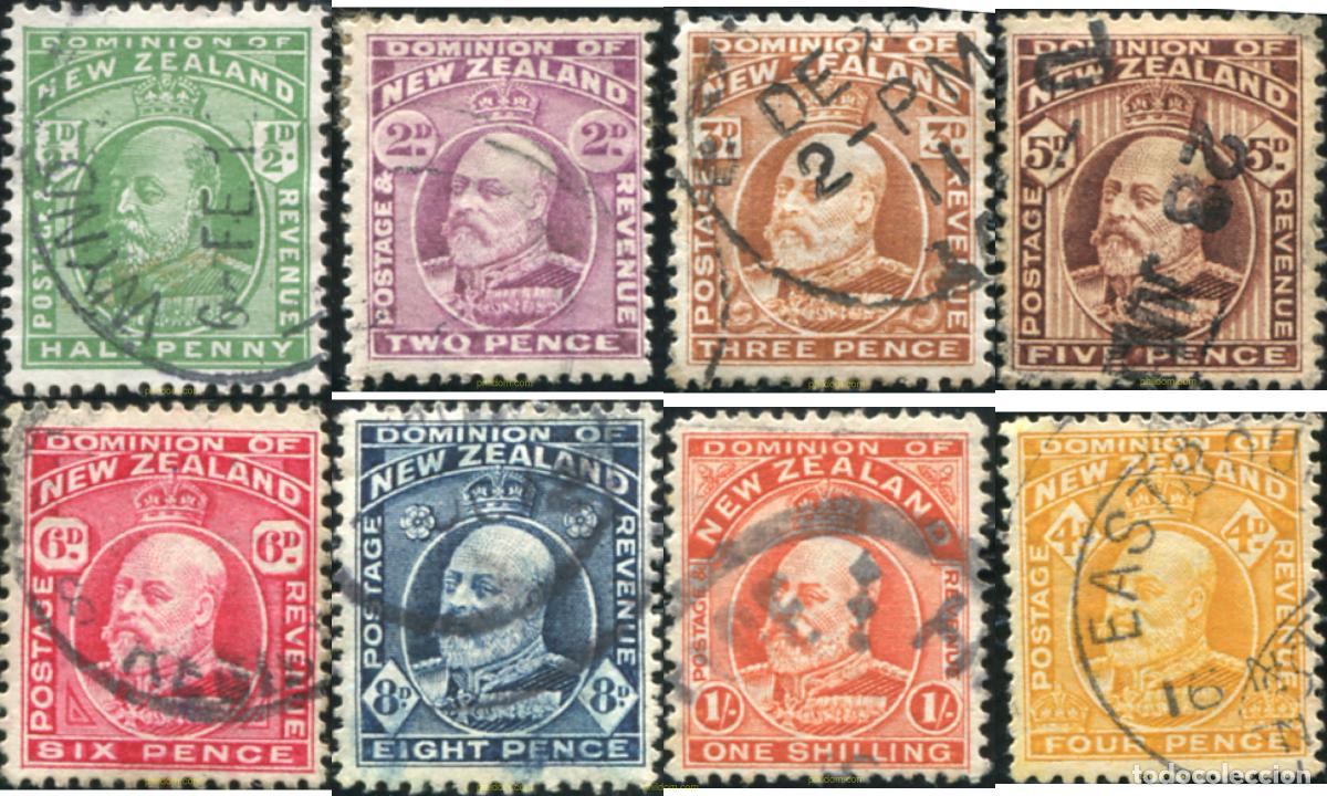 Sellos: 780972 USED NUEVA ZELANDA 1909 ALEGORIA Y EFIGIE DE EDUARDO VII