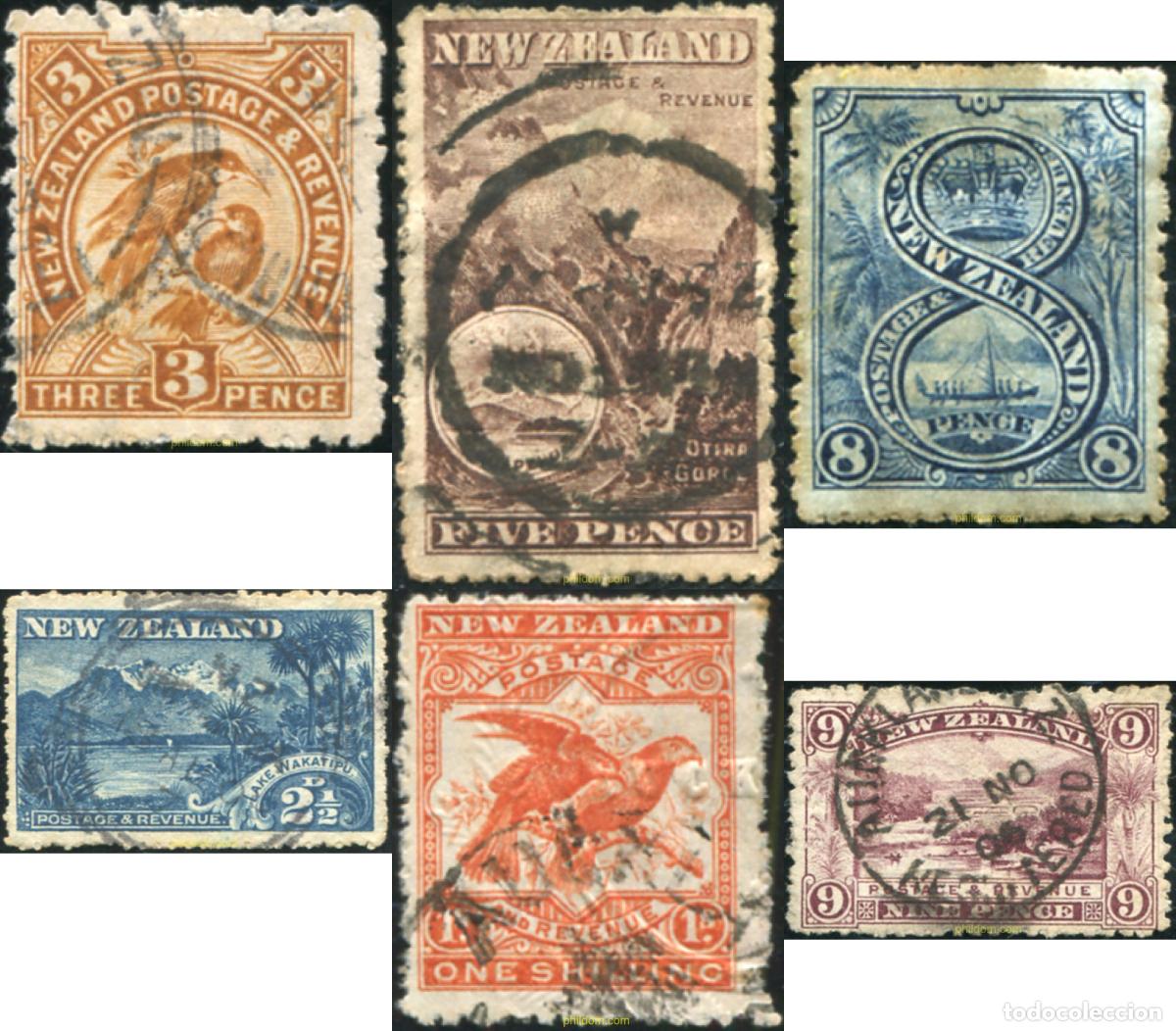 Sellos: 780938 USED NUEVA ZELANDA 1902 MOTIVOS VARIOS