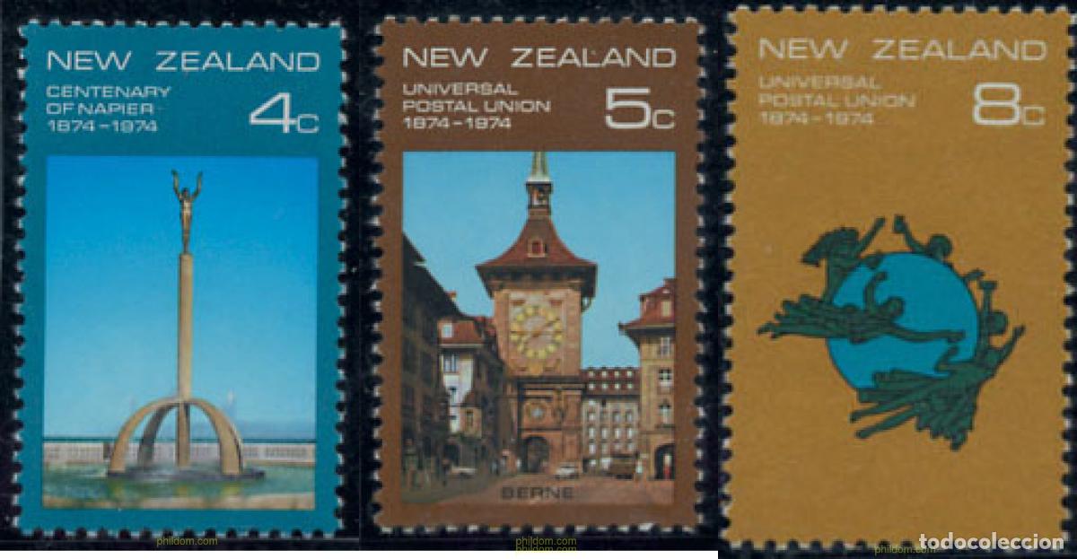 Sellos: 162275 MNH NUEVA ZELANDA 1974 100 ANIVERSARIO DE LA UNION POSTAL UNIVERSAL