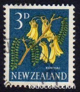 Briefmarken: Nueva Zelanda. Fauna. Kowhai. 1960. YT-387. Usado.