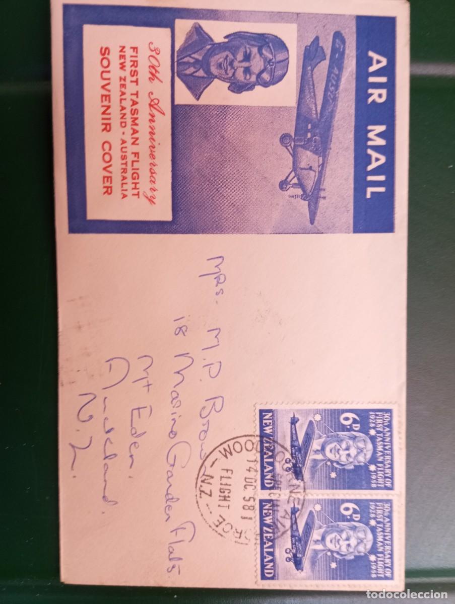Sellos: NUEVA ZELANDA, 1958, AVIACI&Oacute;N, 30 ANIV DEL VUELO A TASMANIA