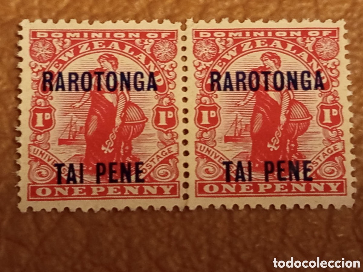 Sellos: Pareja Sellos Rarotonga 1919 SG 43 / Michel 17 Sobrecarga 1d MH