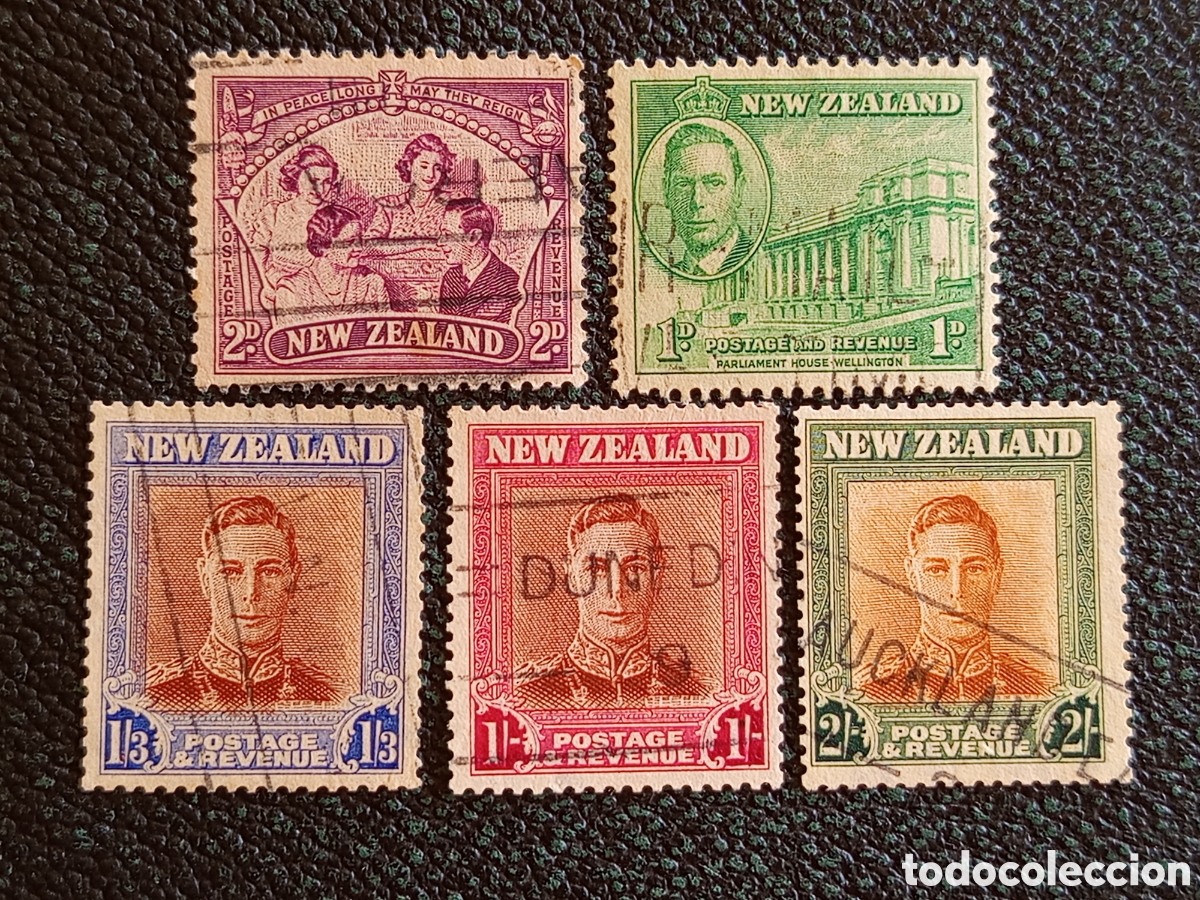 Sellos: Sellos Nueva Zelanda Serie Paz 1946 SG 668-670 y 676-677
