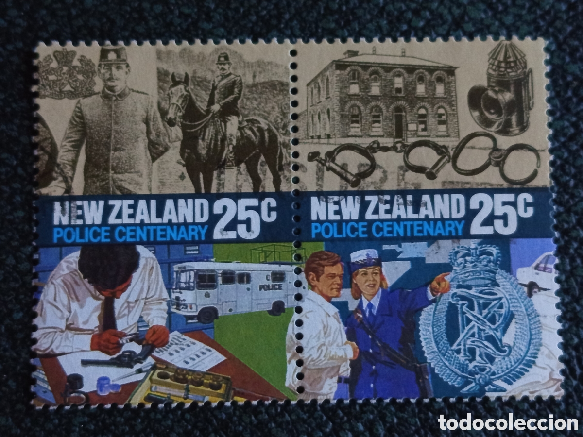 Sellos: Pareja Sellos Nueva Zelanda 25c 1986 Centenario Polic&iacute;a - Scott 843-844 / SG 1384