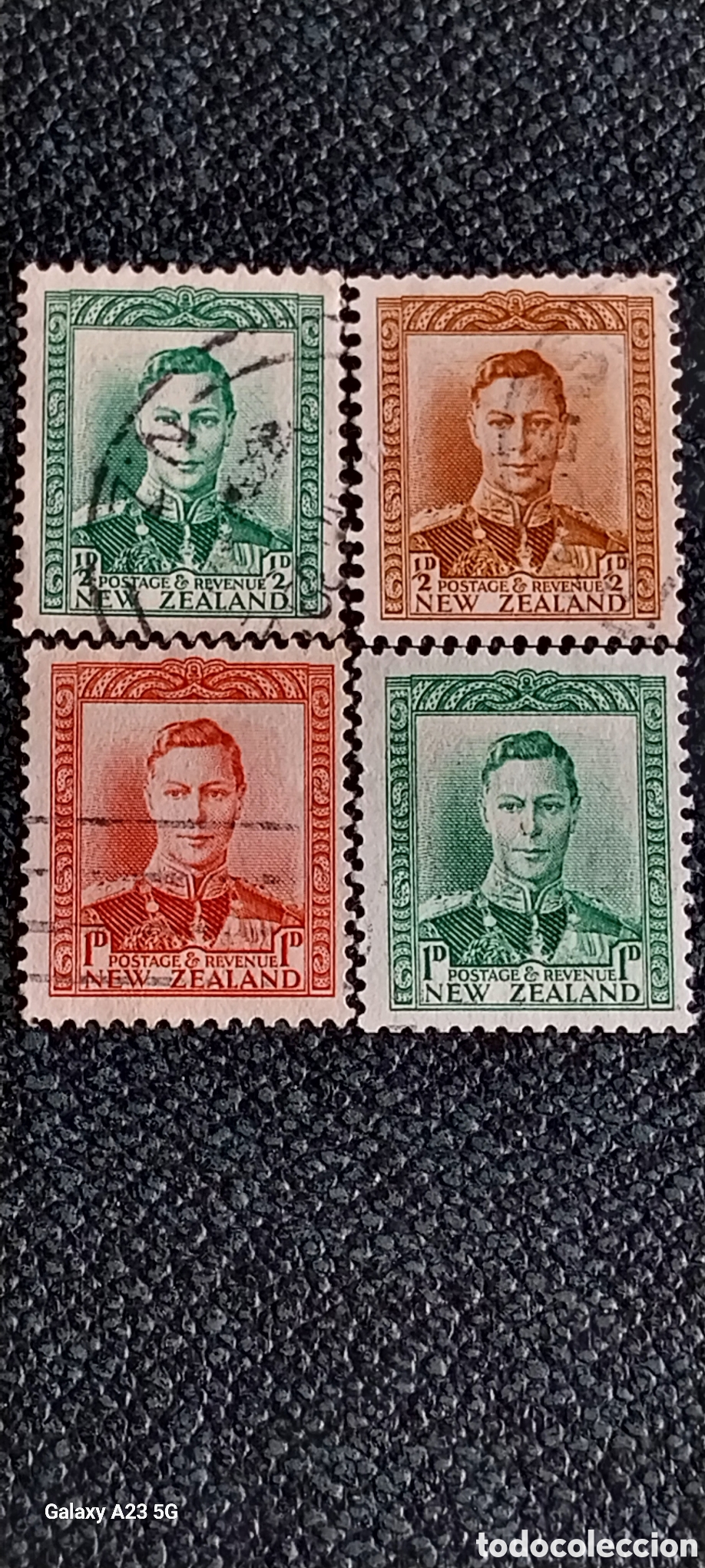Sellos: Lote 4 Sellos Nueva Zelanda 1938 Jorge VI 1d y 2d Usados Cat Yvert 260/261