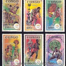 Sellos: CONGO 1992 962C/F+A-415/16 DEPORTES/MONUMENTOS 6V. B-92 II 