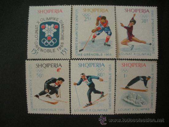 ALBANIA 1968 IVERT 1057/62 *** JUEGOS OLÍMPICOS DE INVIERNO DE GRENOBLE - DEPORTES (Sellos - Temáticas - Olimpiadas)