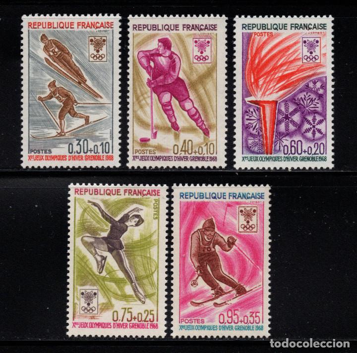 Sellos: FRANCIA 1543/47** - A&Ntilde;O 1968 - JUEGOS OL&Iacute;MPICOS DE INVIERNO, GRENOBLE