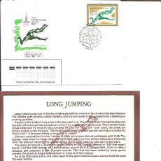 Sellos: FDC EMISION OFICIAL XXII OLIMPIADA MOSCU 1980 LONG JUMPING. Lote 243758485