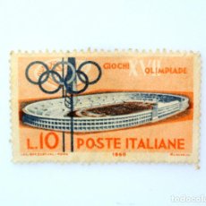 Sellos: SELLO POSTAL ITALIA 1960 , 10 LIRA, ESTADIO OLÍMPICO DE ROMA, JUEGOS OLÍMPICOS DE VERANO 1960 - ROMA. Lote 249281455