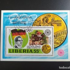 Sellos: ## LIBERIA USADO 1972 HOJA BLOQUE MUNICH 72 ##. Lote 290039243