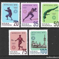 Sellos: INDONESIA 635/39** - AÑO 1972 - JUEGOS OLIMPICOS DE MUNICH
