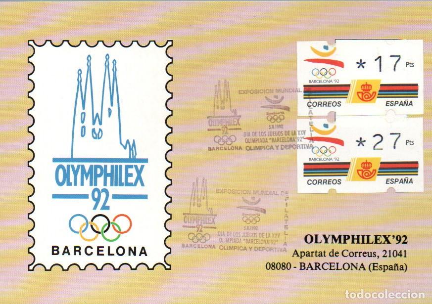 Sellos: A&ntilde;o 1992, Olymphilex con 2 etiquetas de valor variable - Foto 1