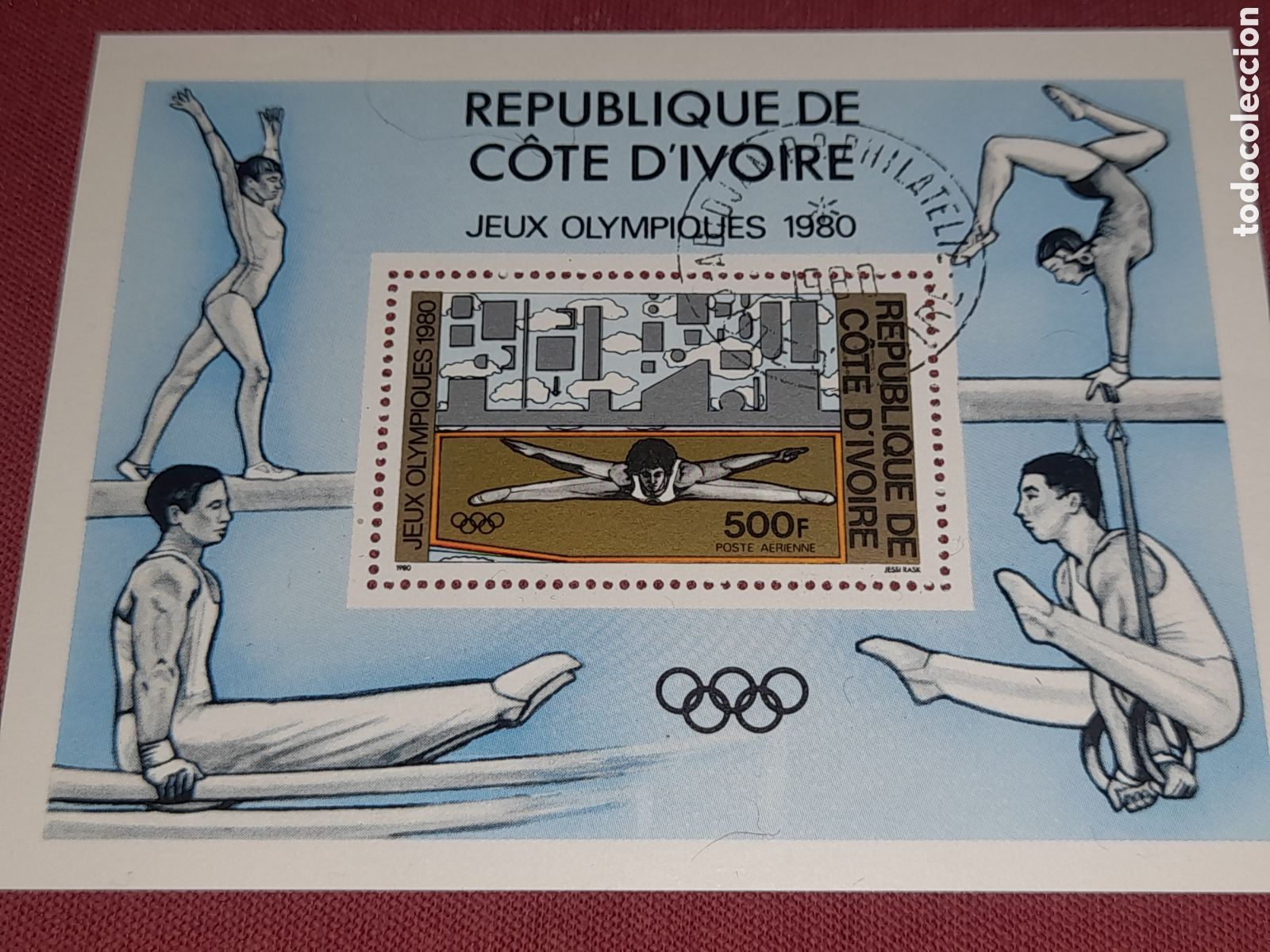 Briefmarken: HB Costa Marfil mtdo 1980. Juegos olimpiada. Moscu. Deporte. Competici&oacute;n. Atletas. Anillas.