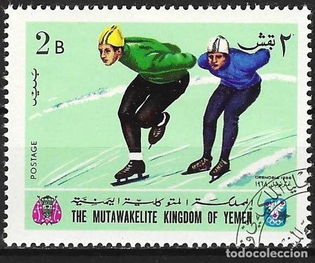 Sellos: Yemen ( Reino ) 1968 - Mi 455A - YT 254A - J.O. de Grenoble : Patinaje de velocidad