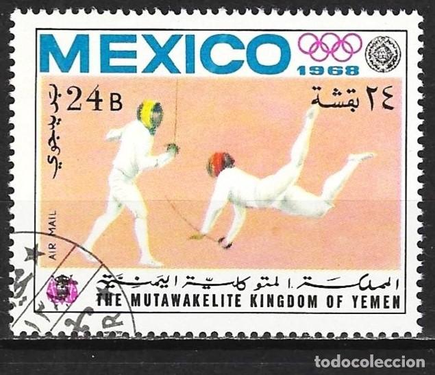 Sellos: Yemen ( Reino ) 1968 - Mi 501A - YT Pa 75C - J.O. de Mexico : Esgrima ( A&eacute;reo )