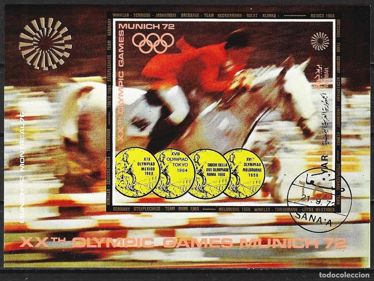 Sellos: Yemen ( Y.A.R. ) 1971 - Mi BL 179 - YT xxx - J.O. de Munich : H&iacute;pica