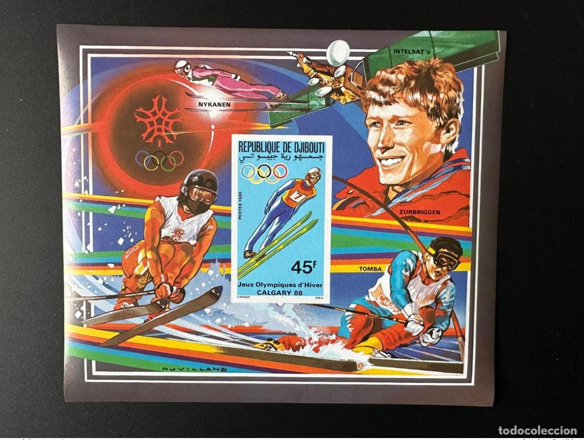 Sellos: Yibuti 1988 Mi. Bl. 144 ND IMPERF Espacio de esqu&iacute; invierno los Juegos Ol&iacute;mpicos Calgary