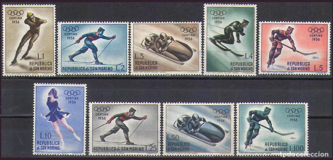 Sellos: 9v San Marino, 1955 | JJ.OO. Cortina d'Ampezzo &acute;76 | Yv: 402/10 - Mi: 535/43 - Sc: 364/72 MH *