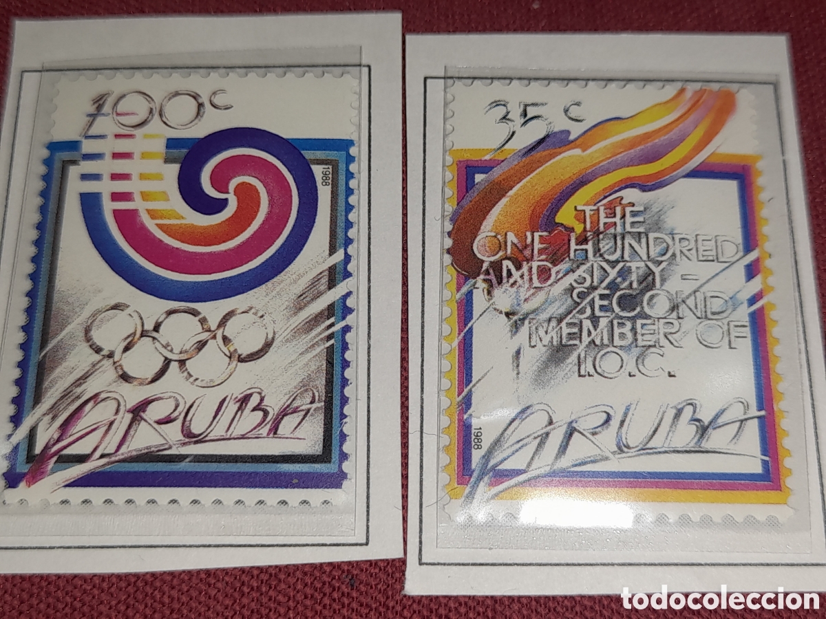 Sellos: Sello Aruba nuevo 1988. Juegos olimpiada Se&uacute;l. Deporte. Emblema. 126 miembro COI.