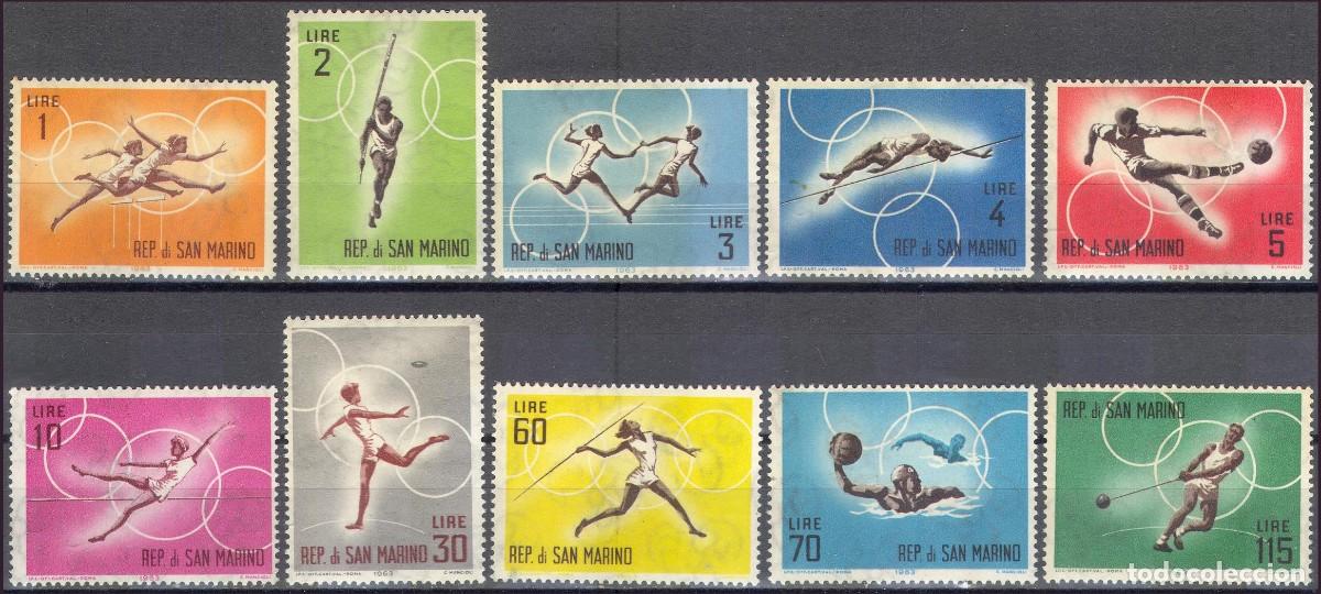 Sellos: 12v San Marino, 1963 | JJ.OO. Tokio &acute;64 | Yv: 605/14 - Mi: 782/91 - Sc: 572/81 MNH **