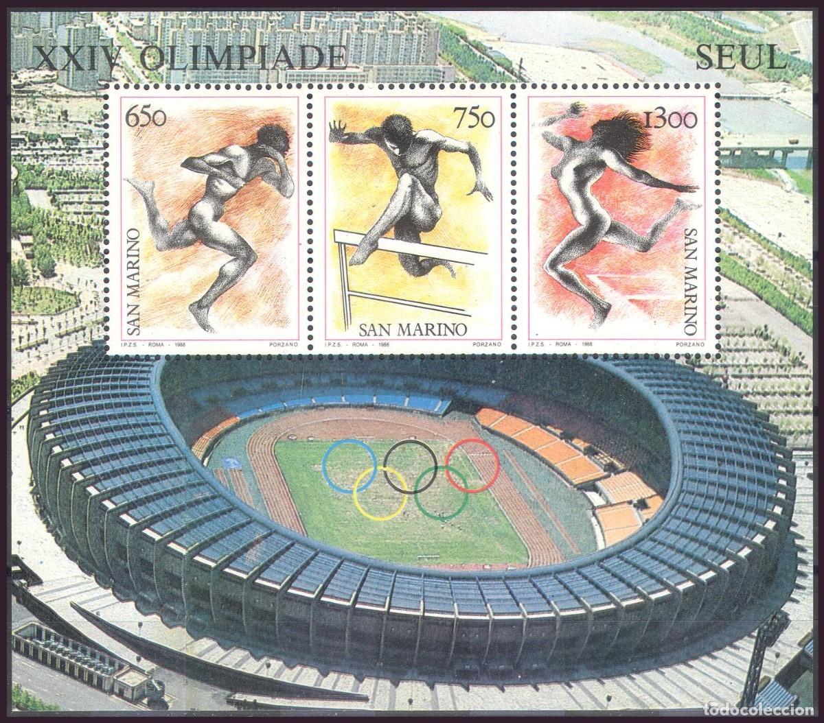 Sellos: HB San Marino, 1988 | JJ.OO. Se&uacute;l &acute;88 | Yvert: B14 - Michel: B11 MH *