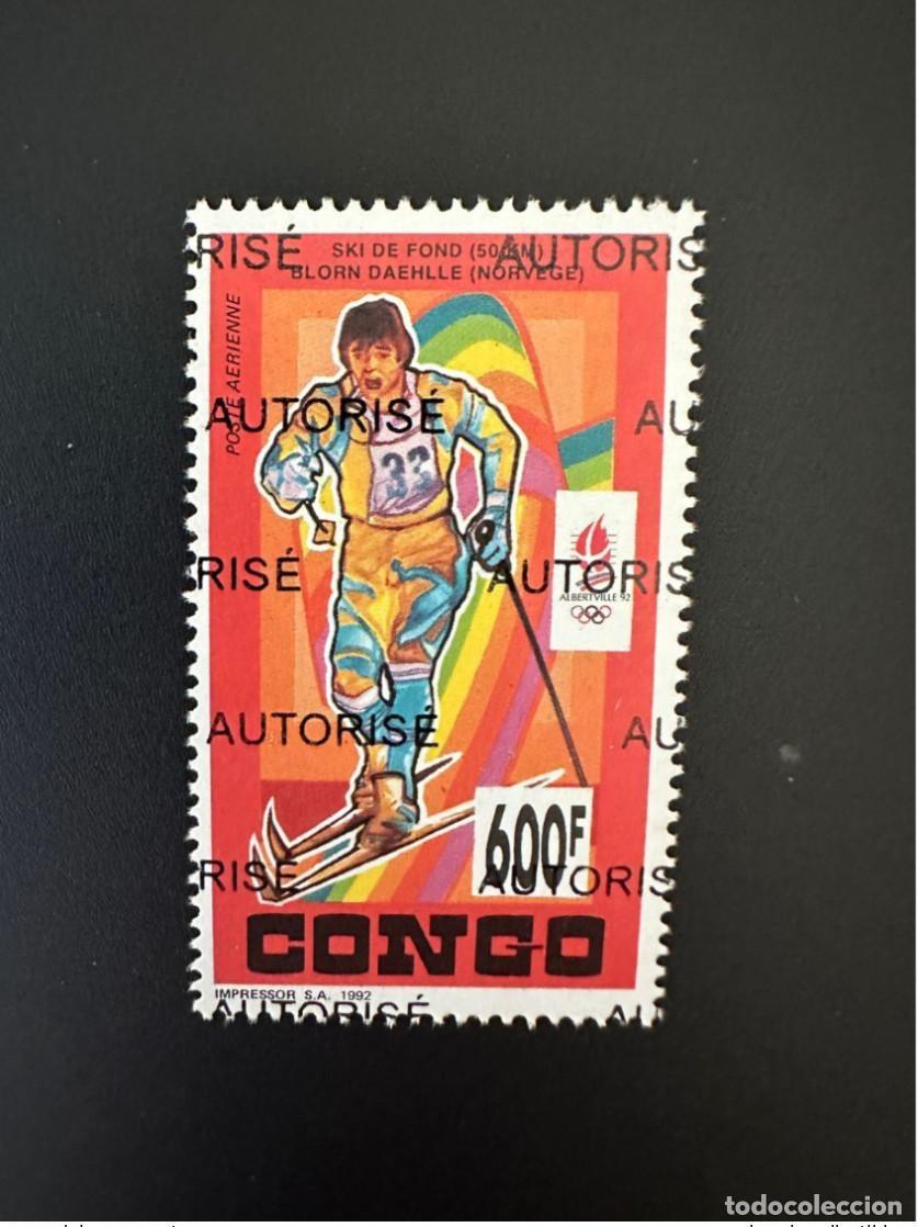Sellos: Congo 1998 Mi. 1553 sobrecargado AUTORIZA los Juegos Ol&iacute;mpicos de Invierno Esquiar en Albertville
