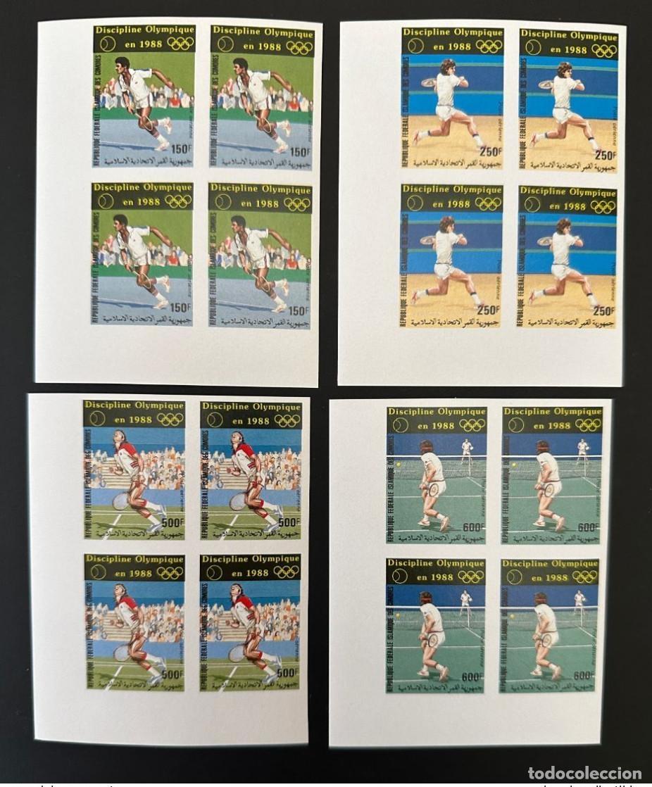 Sellos: Comoras 1987 Mi. 788 - 791 ND Juegos Ol&iacute;mpicos Se&uacute;l Tenis 1988
