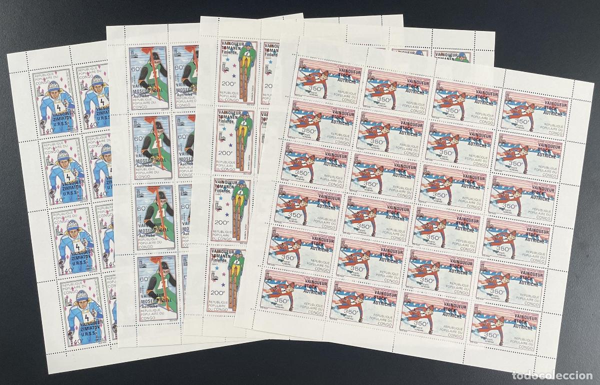 Sellos: Congo 1980 YT PA 264-267 tabl&oacute;n JO Lake Placid ski Zimiatov Moser-Pr&ouml;ll
