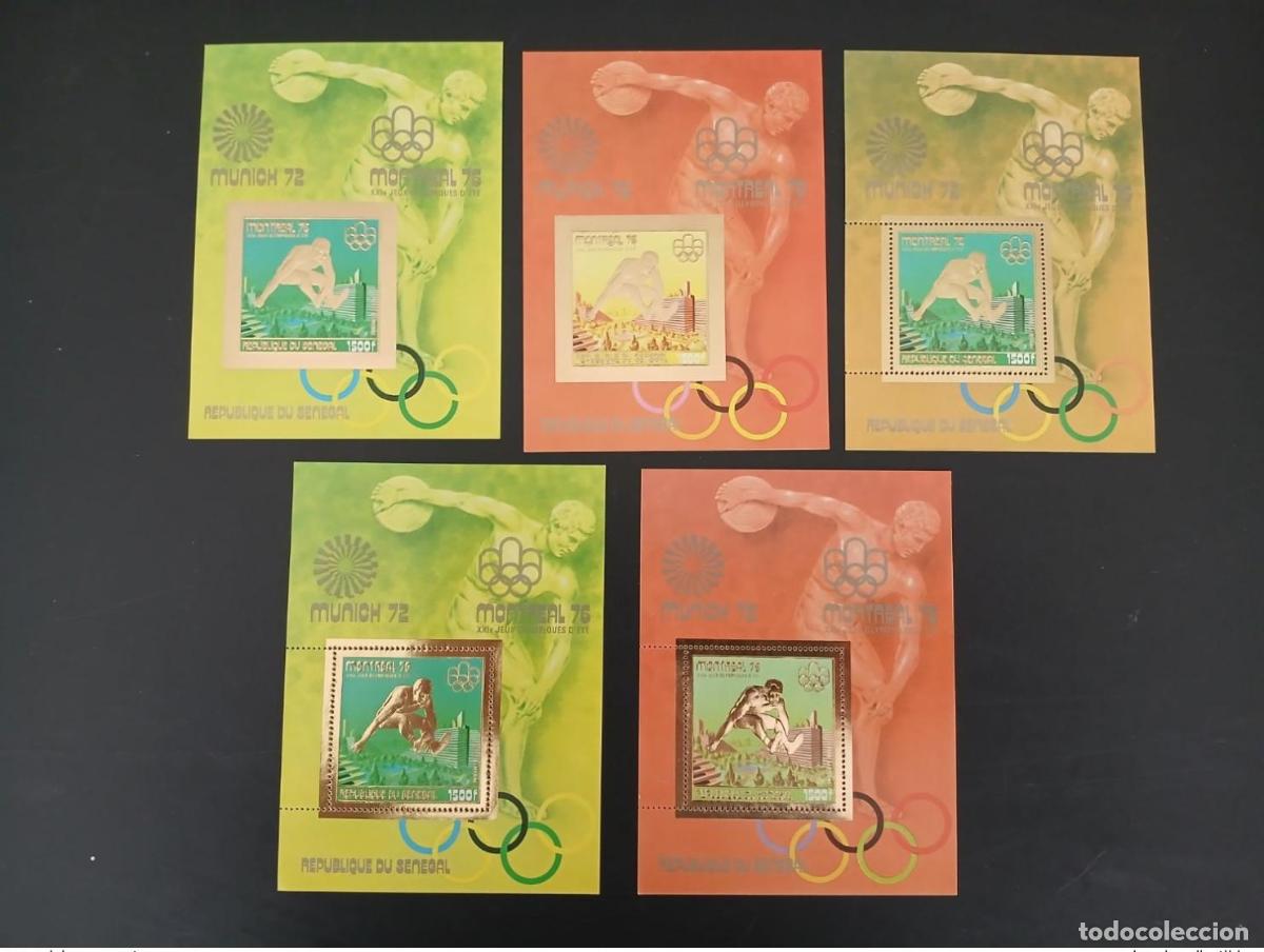 Sellos: Senegal 1976 Mi. Bl. 20 pruebas de color en los Juegos Ol&iacute;mpicos Montreal M&uacute;nich 1972 oro
