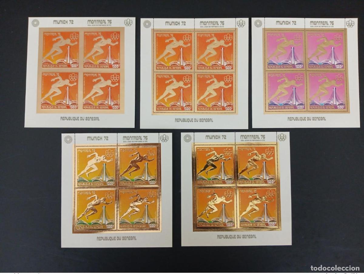 Sellos: Senegal 1976 Mi. 604 Klb. pruebas de color Juegos Ol&iacute;mpicos dorado Montreal