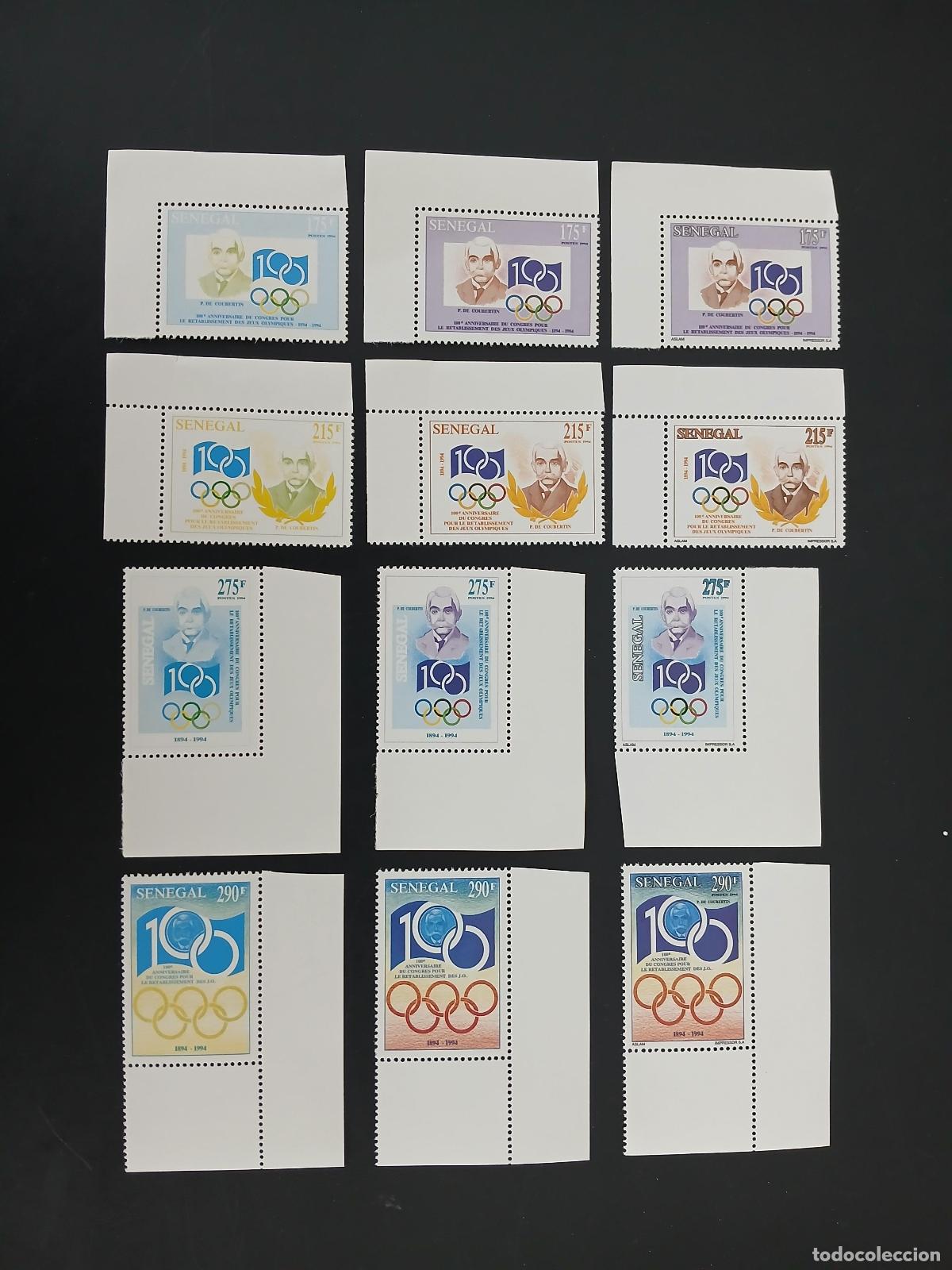 Sellos: Senegal 1994 Mi. 1342 - 1345 pruebas de color Juegos Ol&iacute;mpicos Pierre Coubertin