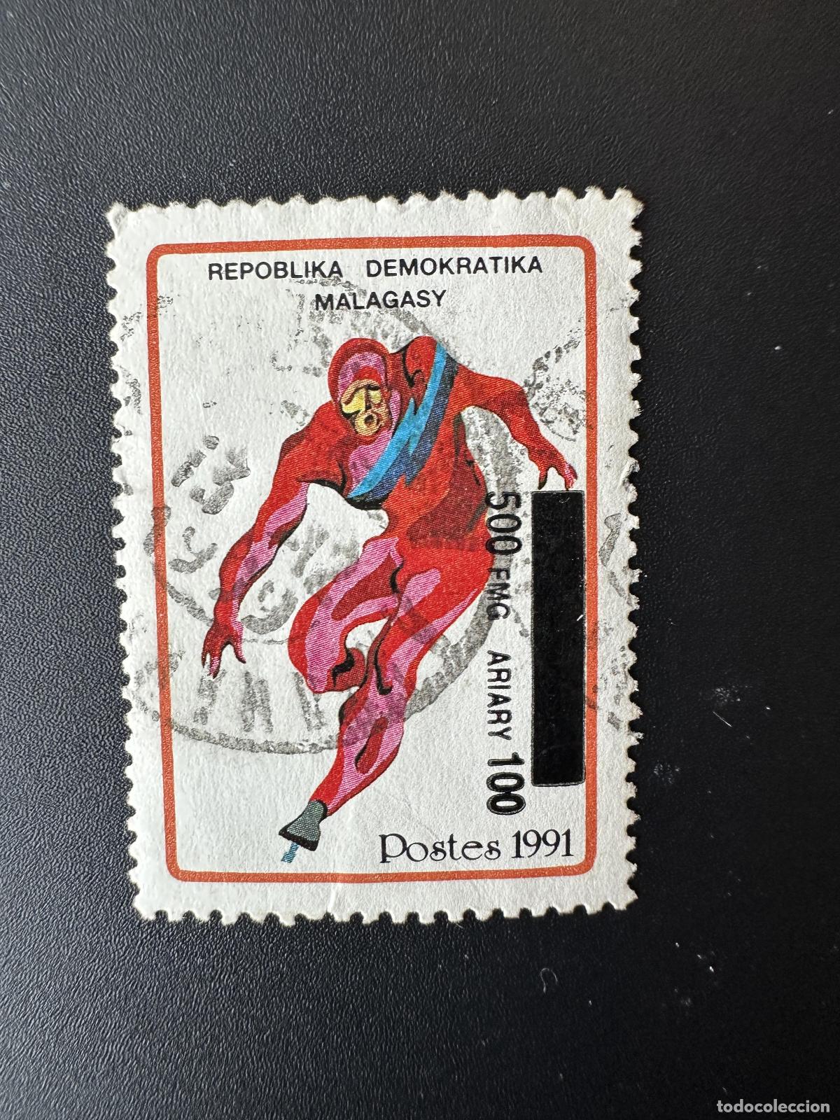 Sellos: Madagascar 1998 1999 Mi. 2124 Juegos Ol&iacute;mpicos Albertville surch