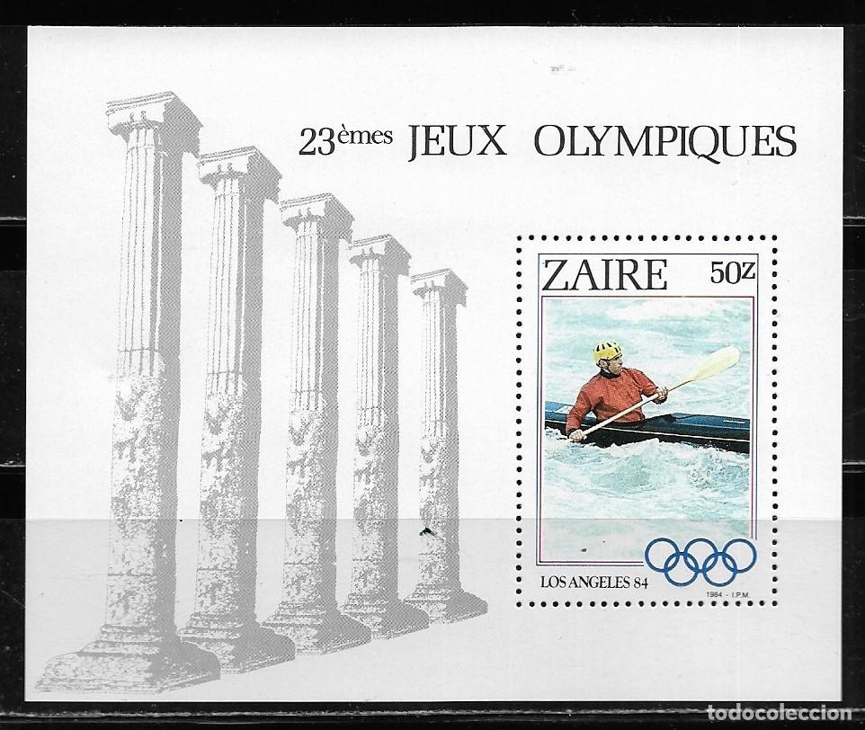 Sellos: ZAIRE 1984, HOJA BLOQUE Ivert 34 - JUEGOS OL&Iacute;MPICOS LOS ANGELES 84. MNH.