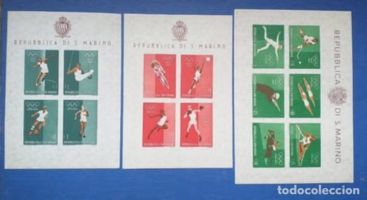 Sellos: SELLOS TEMA OLIMPIADAS SAN MARINO 1960 3 Hojitas HB 8/10 ROMA 60