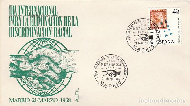 Sellos: A&Ntilde;O 1968, MADRID, DIA PARA LA ELIMINACI&Oacute;N DE LA DISCRIMINACION RACIAL, EN SOBRE DE ALFIL