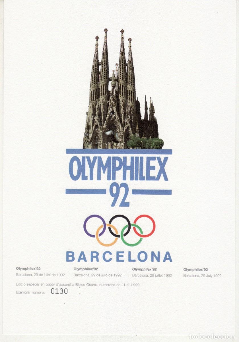 Sellos: LAMINA BARCELONA 92 SUELTA JUEGOS DE LA OLIMPIADA COOB 92 OLYMPHILEX 92