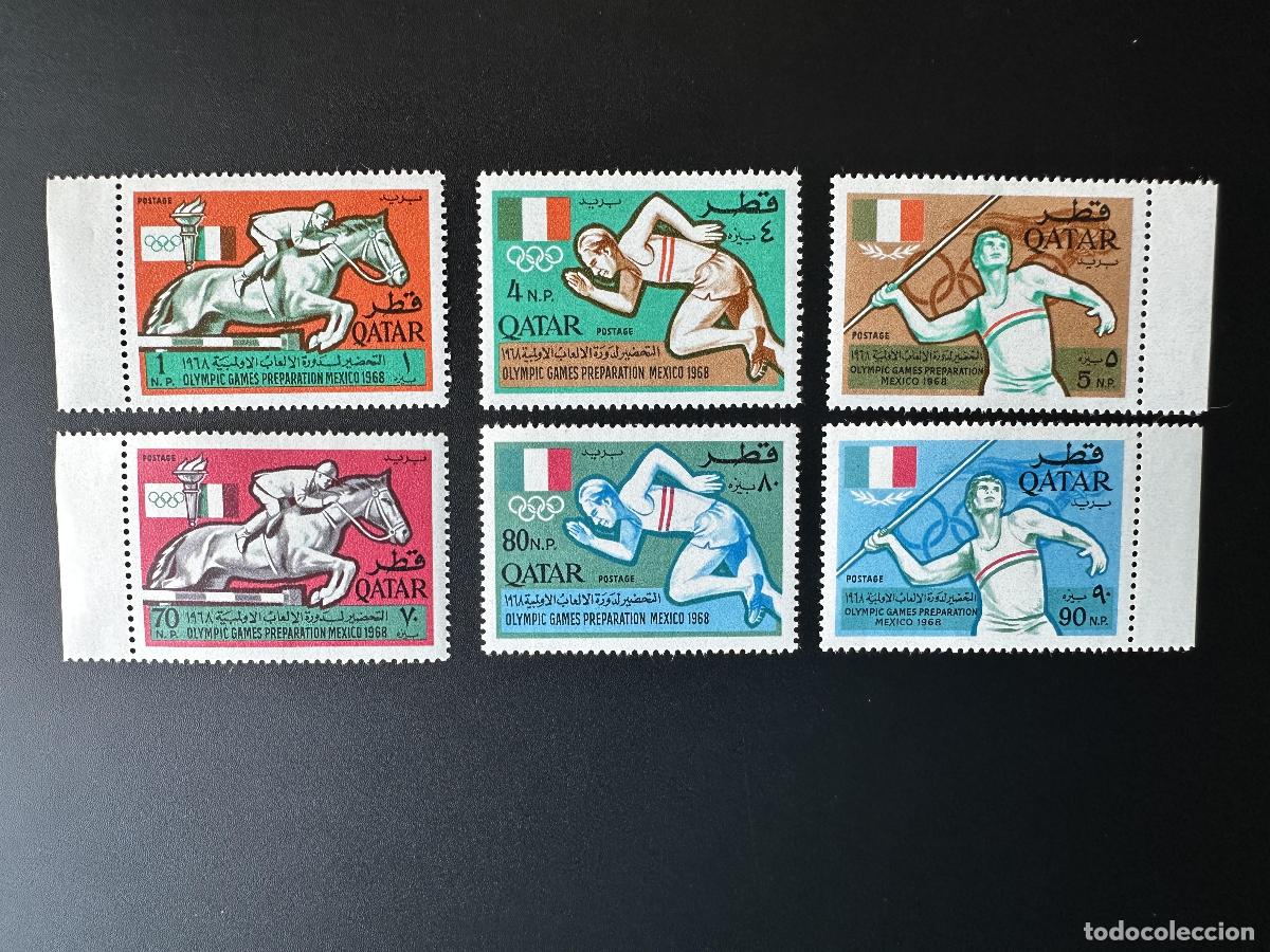 Sellos: Qatar 1966 Mi. 259 - 265 Juegos Ol&iacute;mpicos Ciudad de M&eacute;xico Atletismo Ecuestre Javelot