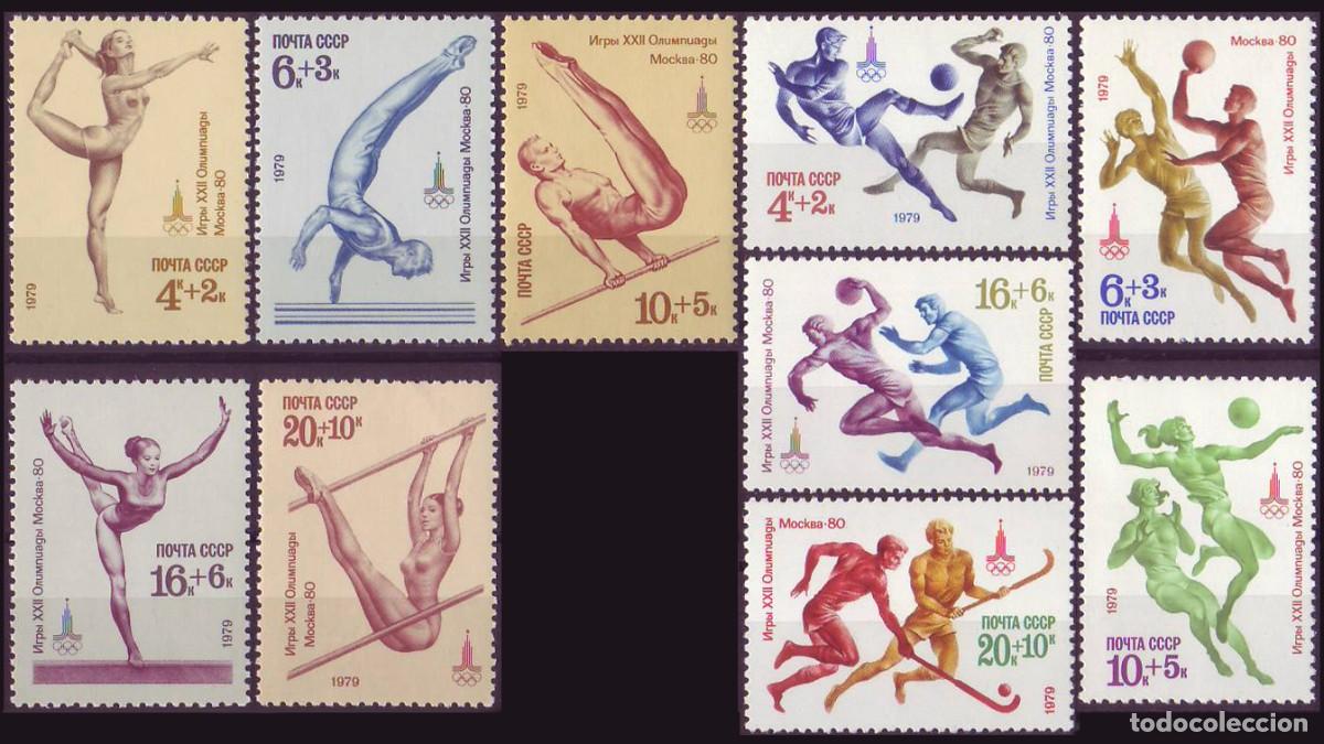 Sellos: 10v URSS, 1979 | Moscow 1980 Olympic Games | Yv: 4585/9 + 4604/8 - Mi: 4830/4 + 4856/60 MNH **