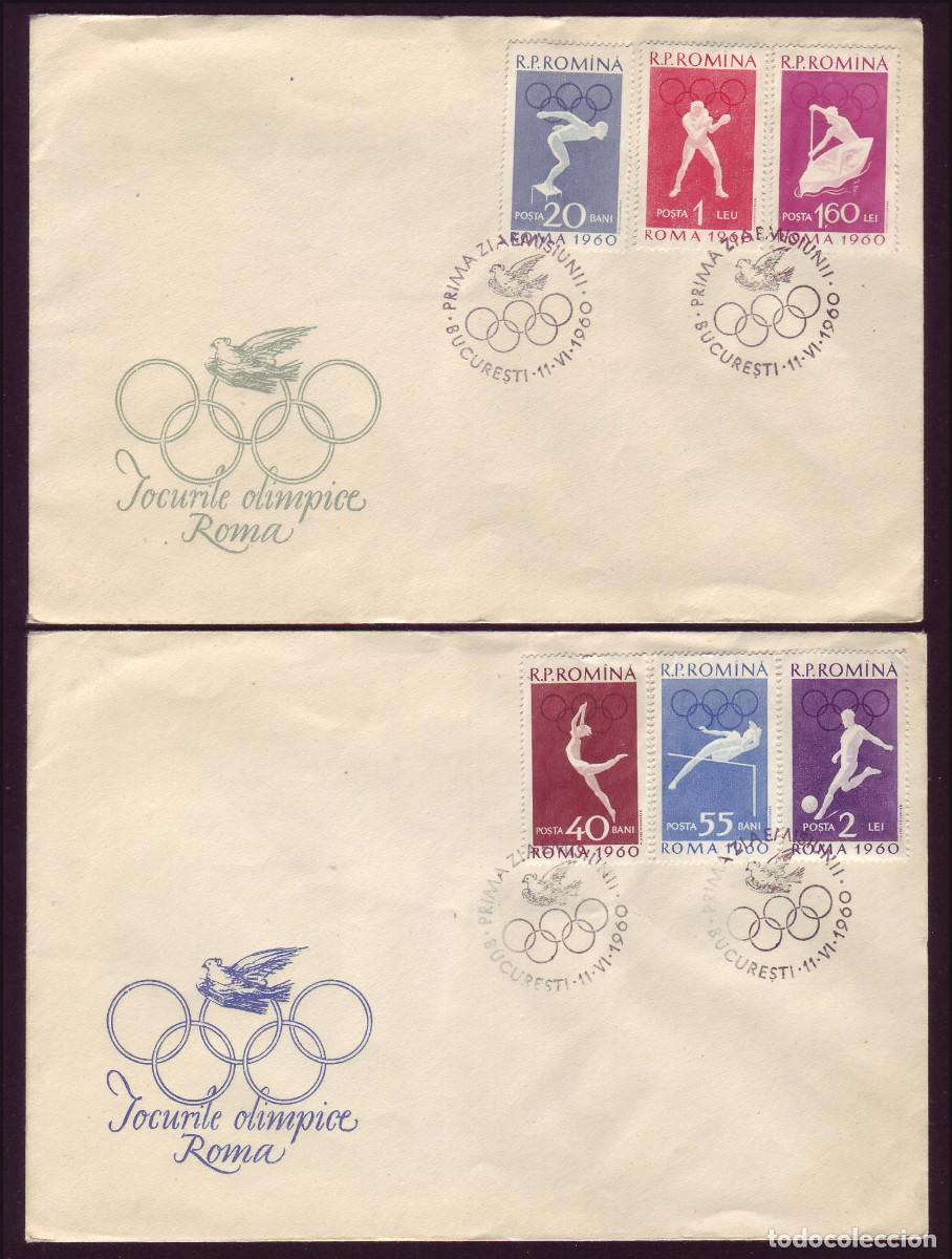 Sellos: 2 FDC Romania, 1960 | Olympic Games Rome | Yv: 1720/5, Mi: 1847/52