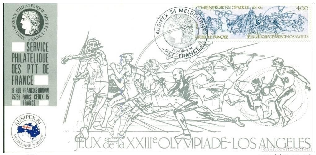 Sellos: 006 Exposici&oacute;n oficial de mapas los Juegos Ol&iacute;mpicos Francia Melbourne 1984